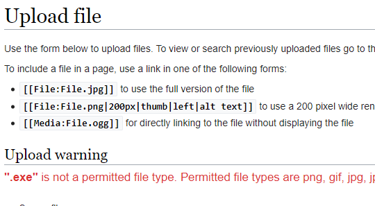 MediaWiki allow ‘.exe’ files to be uploaded
