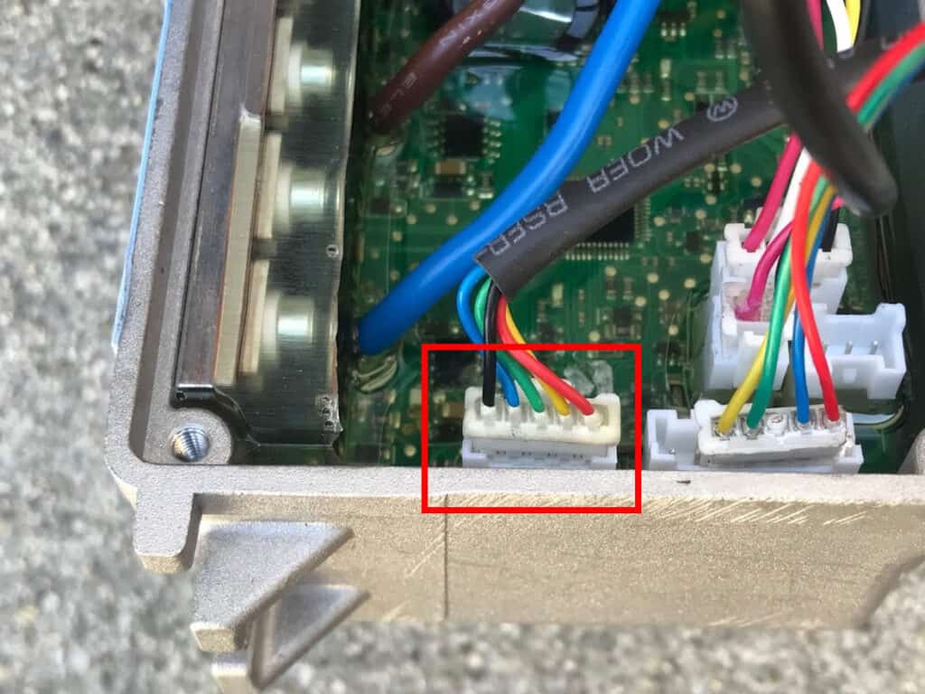 The location of the Hall sensor cable.