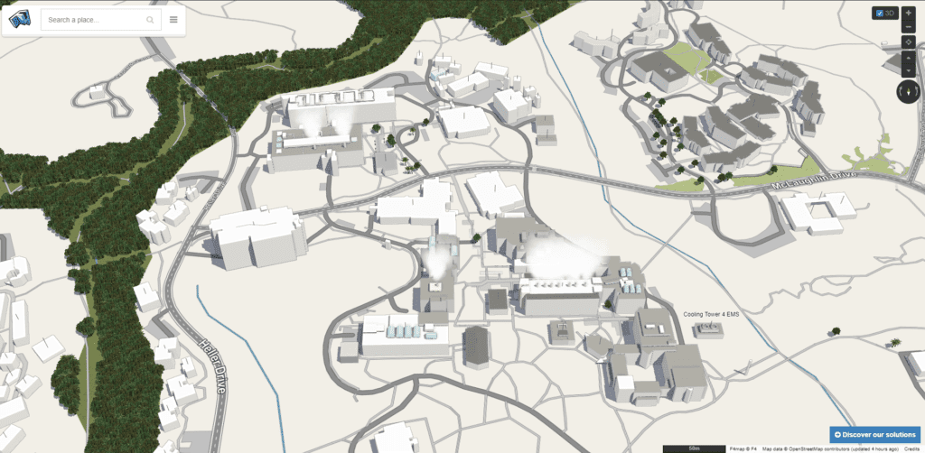 3D buildings at UC Santa Cruz showing on F4 Map.
