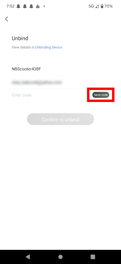 Press "Send code" and the email should arrive fairly quickly.
