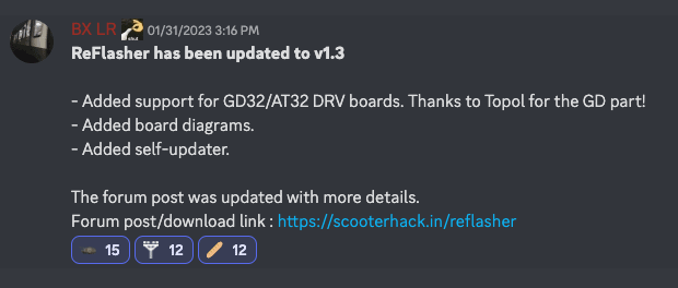 PSA: ScooterHacking ReFlasher Now Supports Gen 2 AT32/GD32 ESC’s!