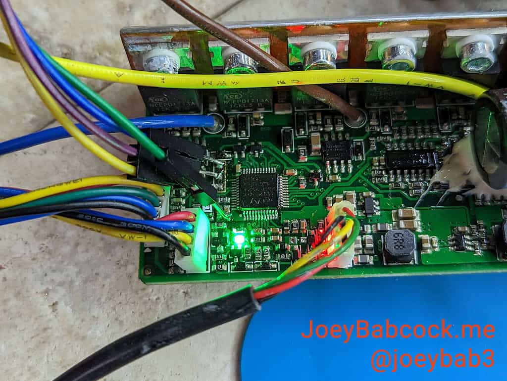 Using dupont cables to connect to the STM32.